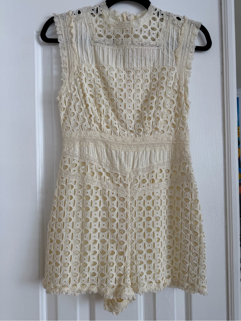 Sleeveless Cream Lace Romper